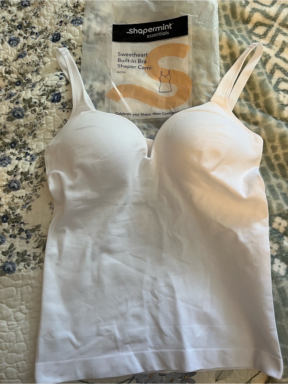Shapermint White Sweetheart Built-In Bra Shaper Cami